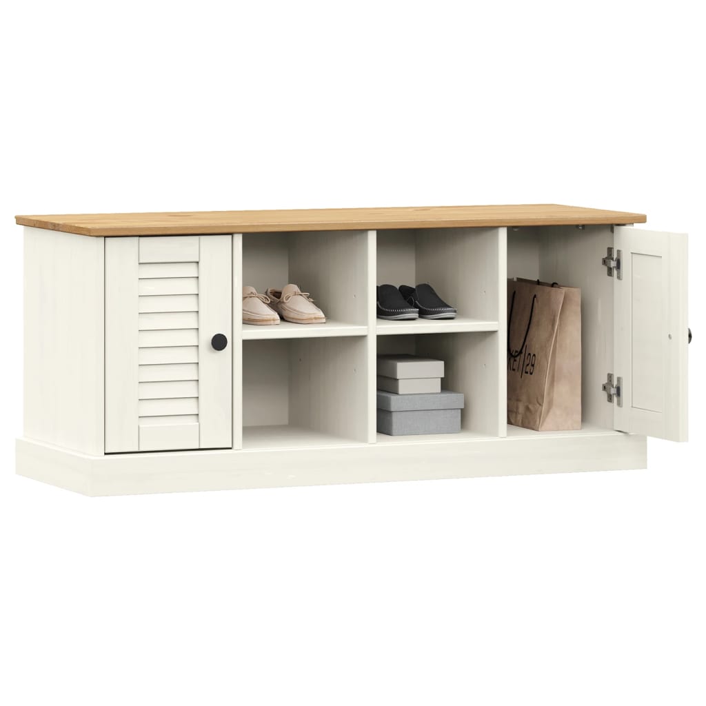 Schoenenbank Vigo 106X35X40 Cm Massief Grenenhout Wit