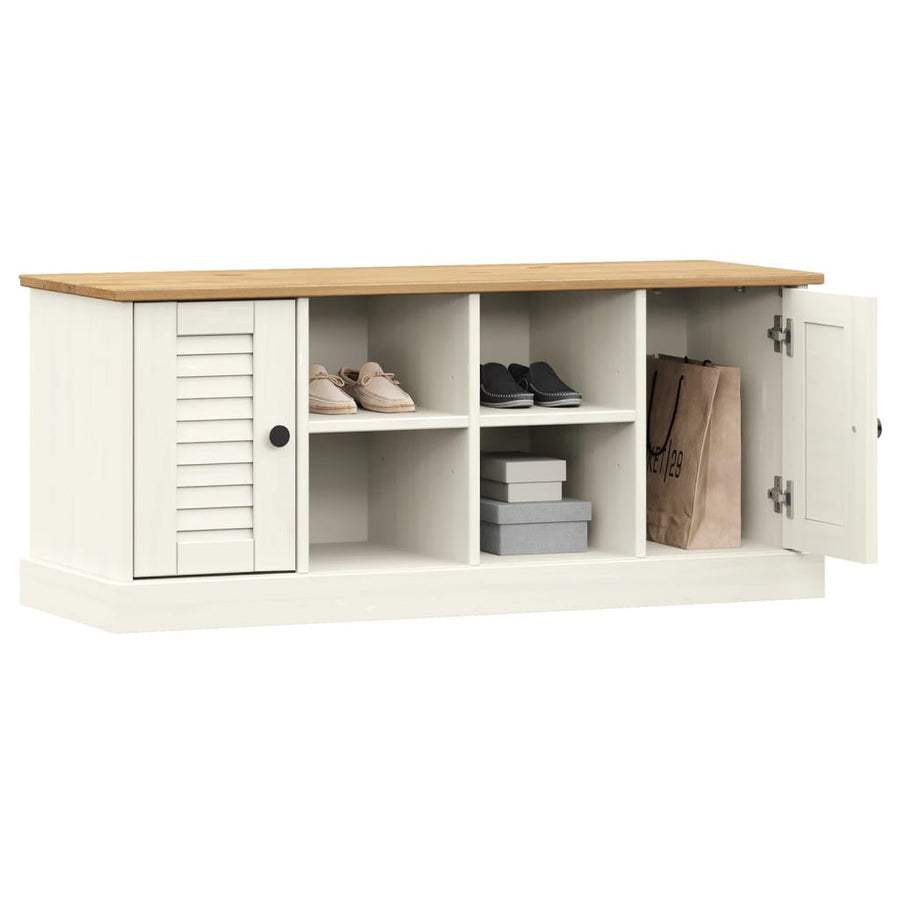 Schoenenbank Vigo 106X35X40 Cm Massief Grenenhout Wit