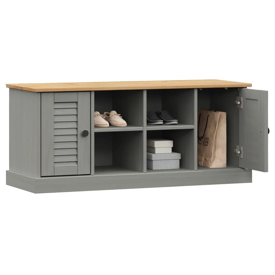 Schoenenbank Vigo 106X35X40 Cm Massief Grenenhout Grijs