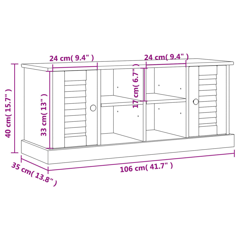 Schoenenbank Vigo 106X35X40 Cm Massief Grenenhout Grijs