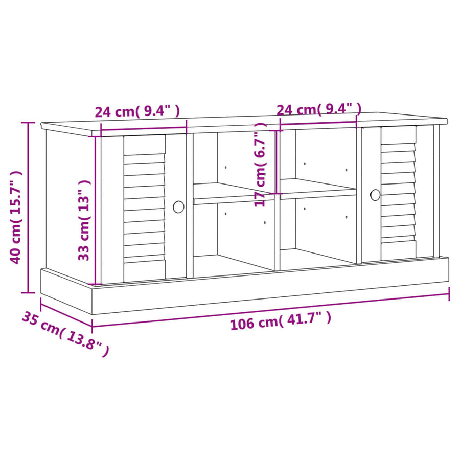 Schoenenbank Vigo 106X35X40 Cm Massief Grenenhout Grijs