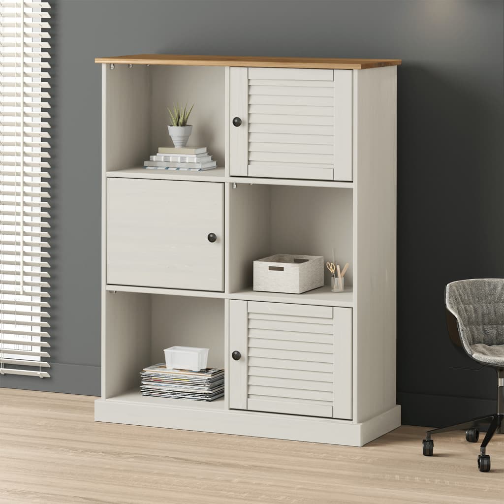 Boekenkast Vigo 90X35X114,5 Cm Massief Grenenhout Wit