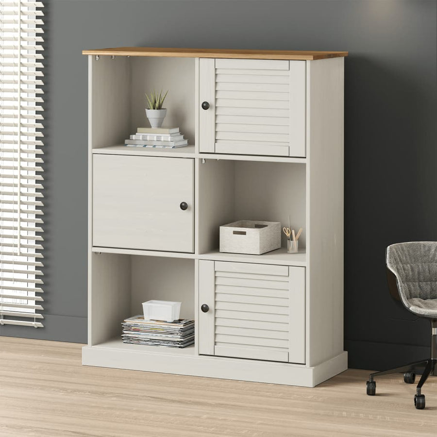 Boekenkast Vigo 90X35X114,5 Cm Massief Grenenhout Wit