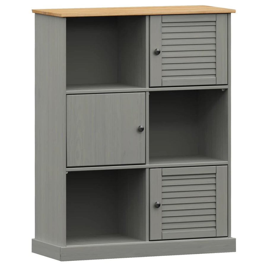 Boekenkast Vigo 90X35X114,5 Cm Massief Grenenhout Grijs