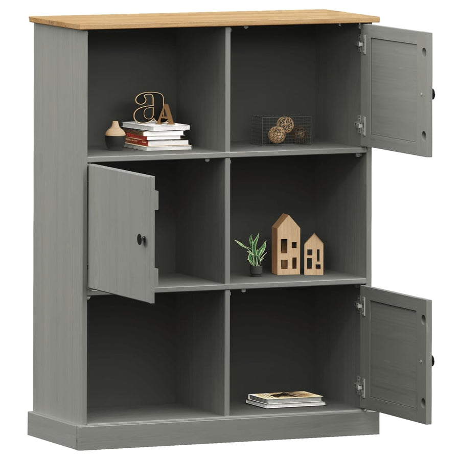 Boekenkast Vigo 90X35X114,5 Cm Massief Grenenhout Grijs