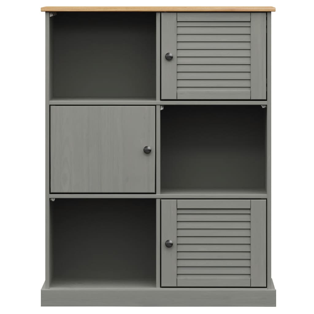 Boekenkast Vigo 90X35X114,5 Cm Massief Grenenhout Grijs