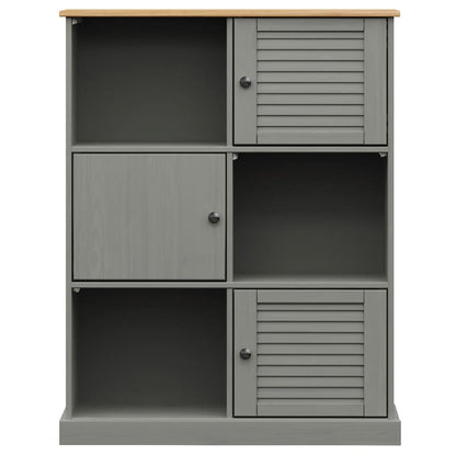 Boekenkast Vigo 90X35X114,5 Cm Massief Grenenhout Grijs