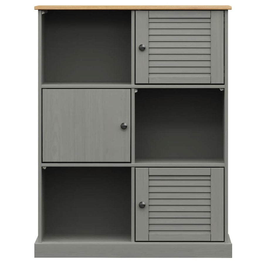 Boekenkast Vigo 90X35X114,5 Cm Massief Grenenhout Grijs