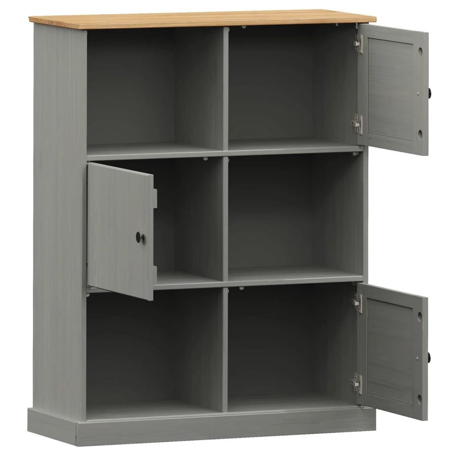 Boekenkast Vigo 90X35X114,5 Cm Massief Grenenhout Grijs