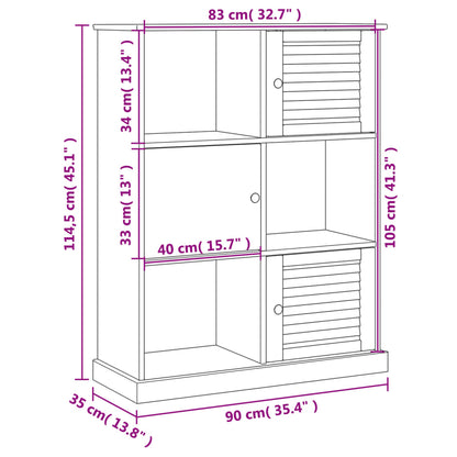 Boekenkast Vigo 90X35X114,5 Cm Massief Grenenhout Grijs