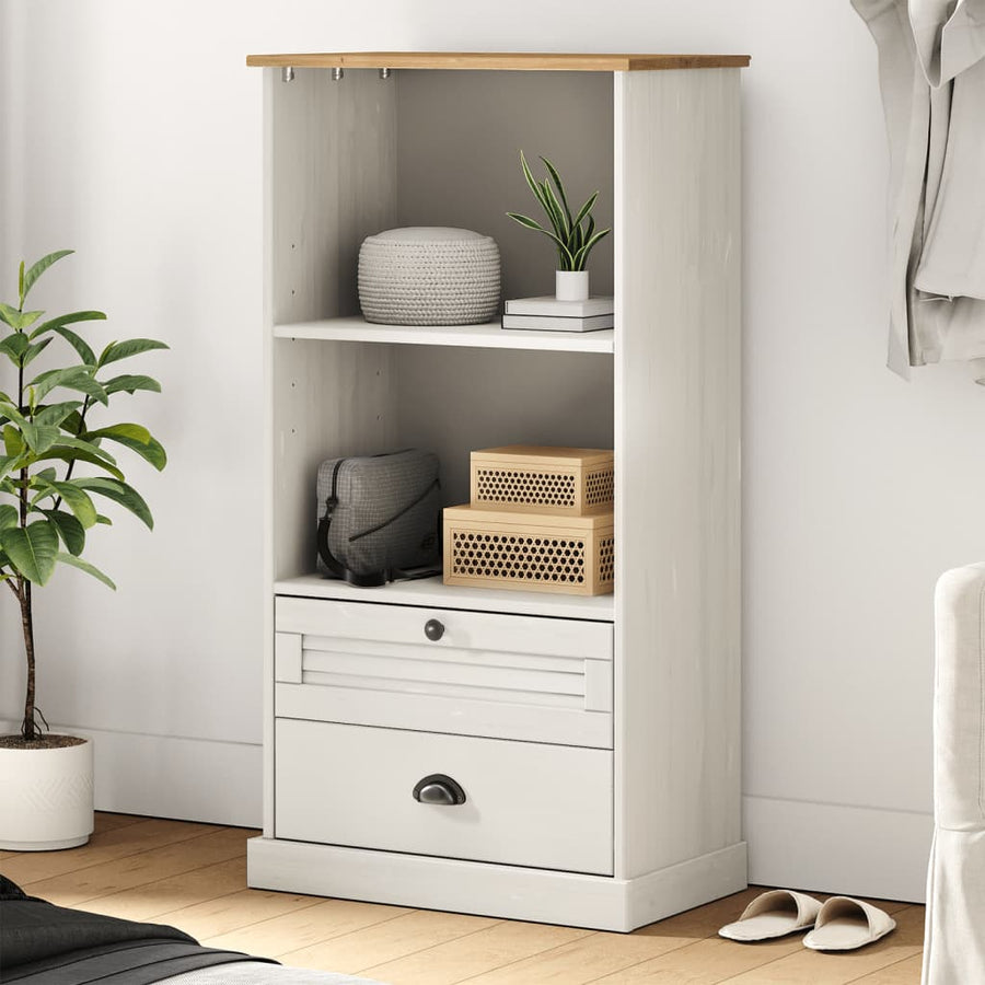 Boekenkast Vigo 60X35X114,5 Cm Massief Grenenhout Wit