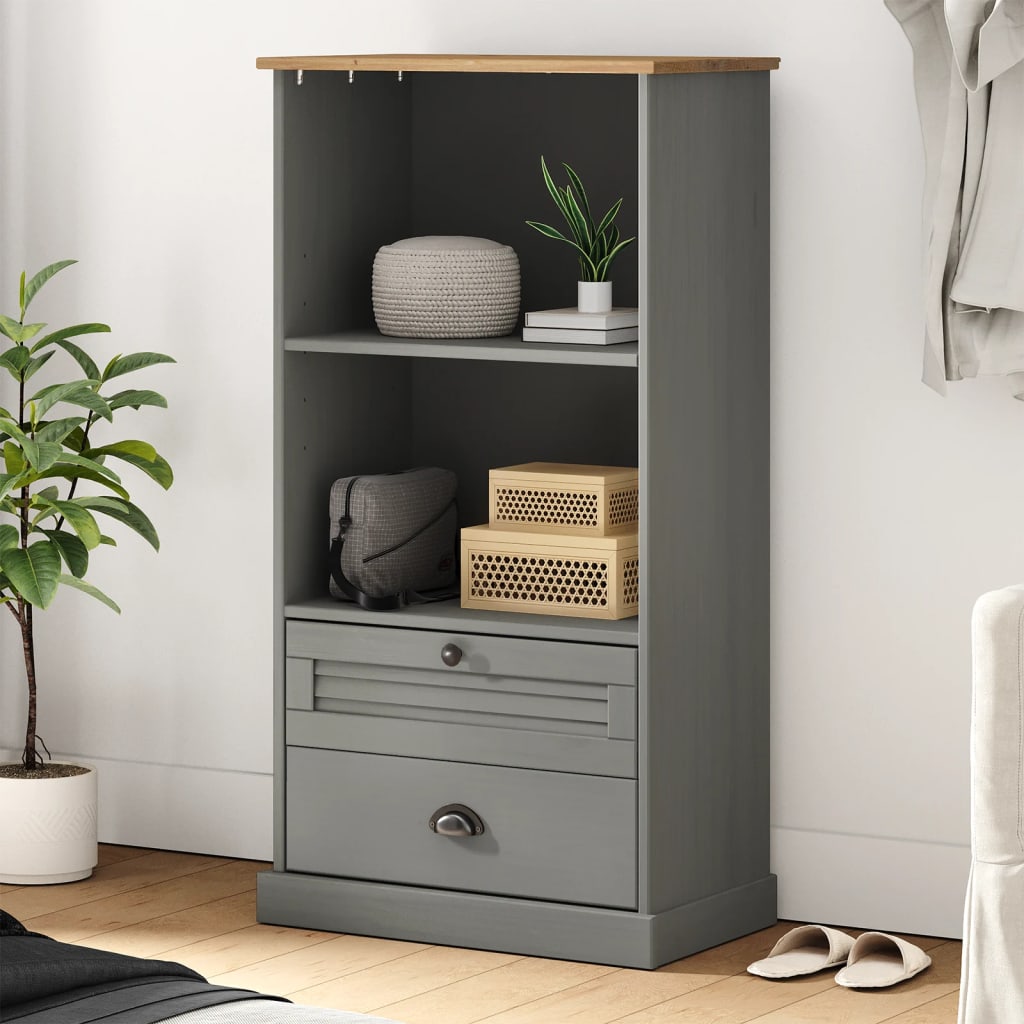 Boekenkast Vigo 60X35X114,5 Cm Massief Grenenhout Grijs