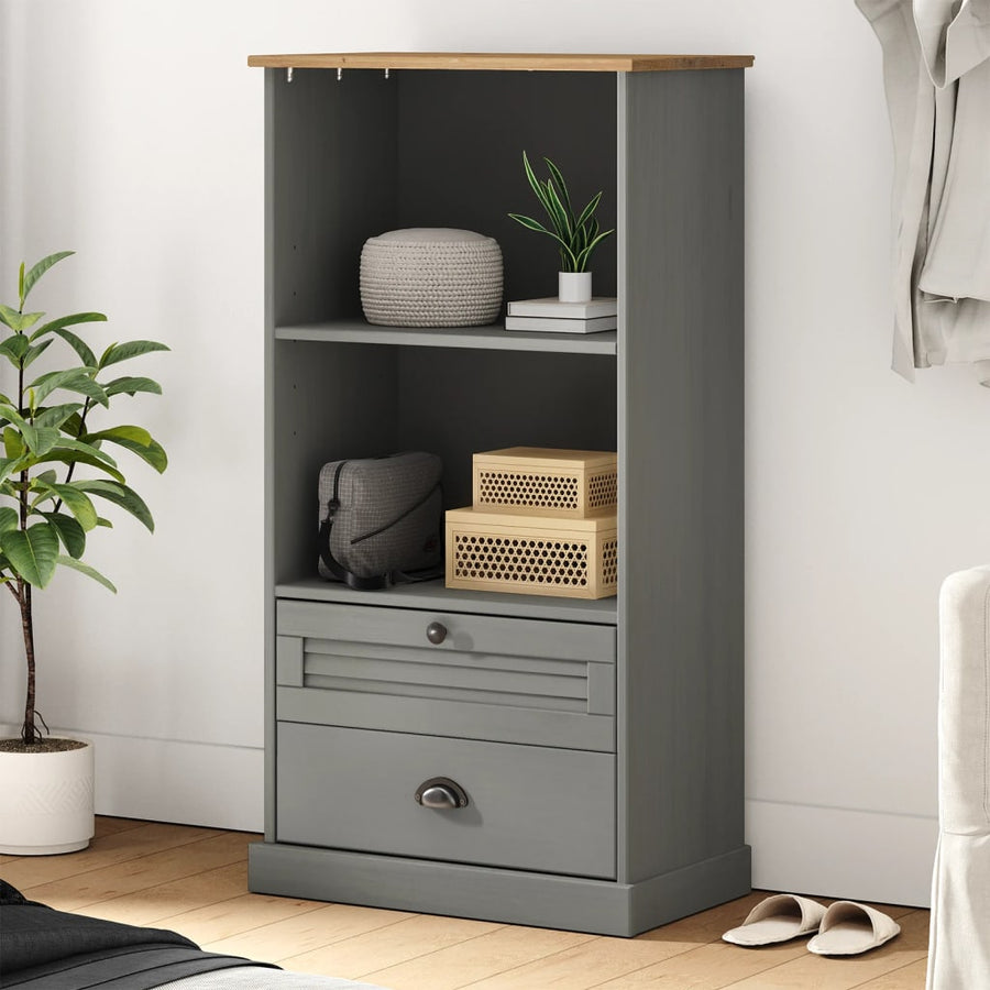 Boekenkast Vigo 60X35X114,5 Cm Massief Grenenhout Grijs