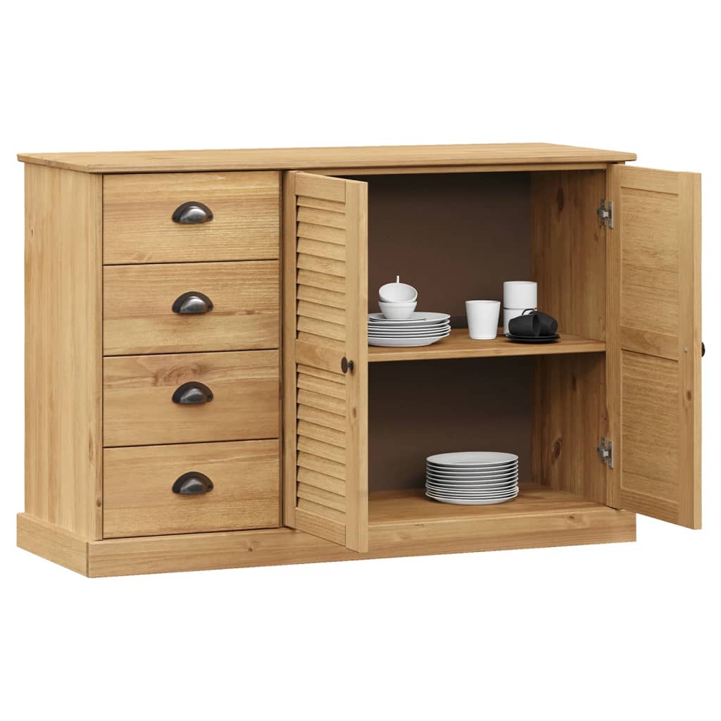 Dressoir Met Lades Vigo 113X40X75 Cm Massief Grenenhout Bruin