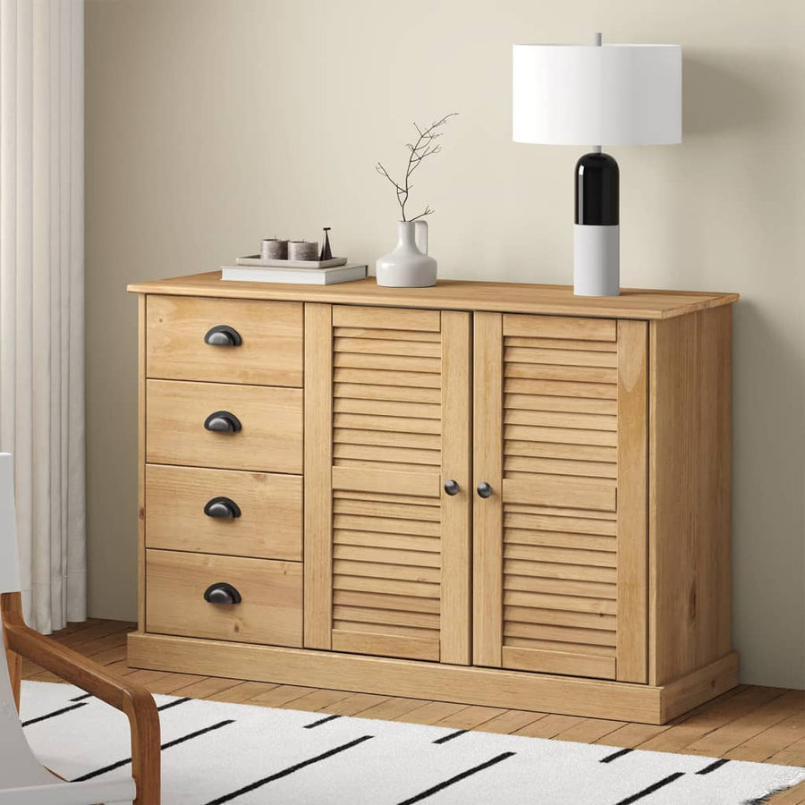 Dressoir Met Lades Vigo 113X40X75 Cm Massief Grenenhout Bruin