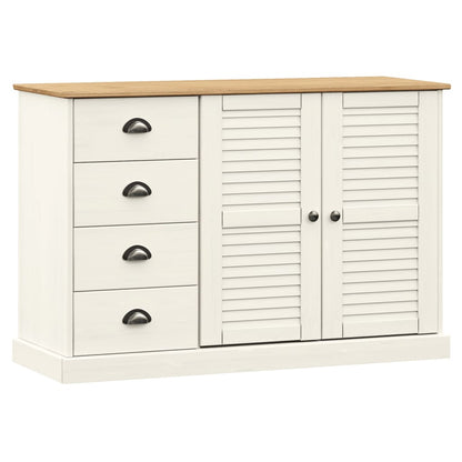 Dressoir Met Lades Vigo 113X40X75 Cm Massief Grenenhout Wit