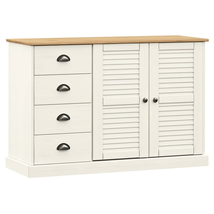 Dressoir Met Lades Vigo 113X40X75 Cm Massief Grenenhout Wit