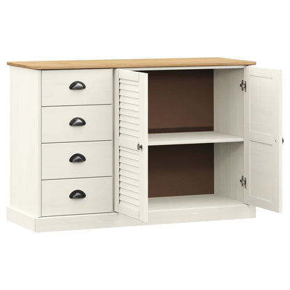 Dressoir Met Lades Vigo 113X40X75 Cm Massief Grenenhout Wit