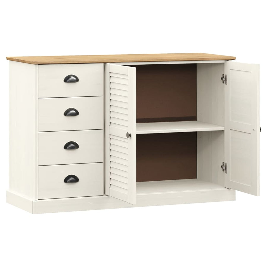Dressoir Met Lades Vigo 113X40X75 Cm Massief Grenenhout Wit