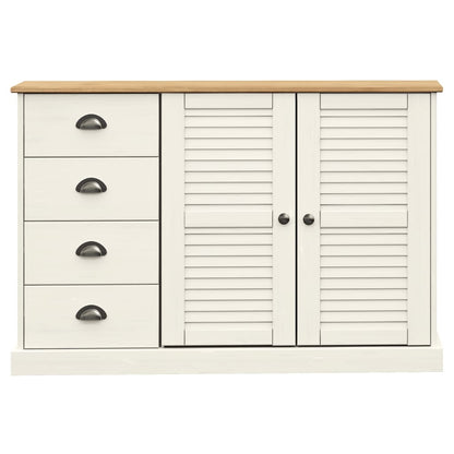 Dressoir Met Lades Vigo 113X40X75 Cm Massief Grenenhout Wit