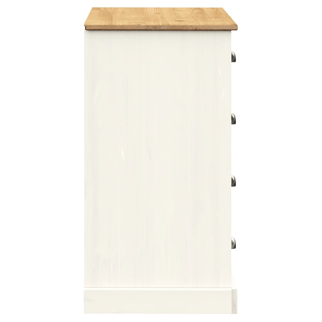 Dressoir Met Lades Vigo 113X40X75 Cm Massief Grenenhout Wit