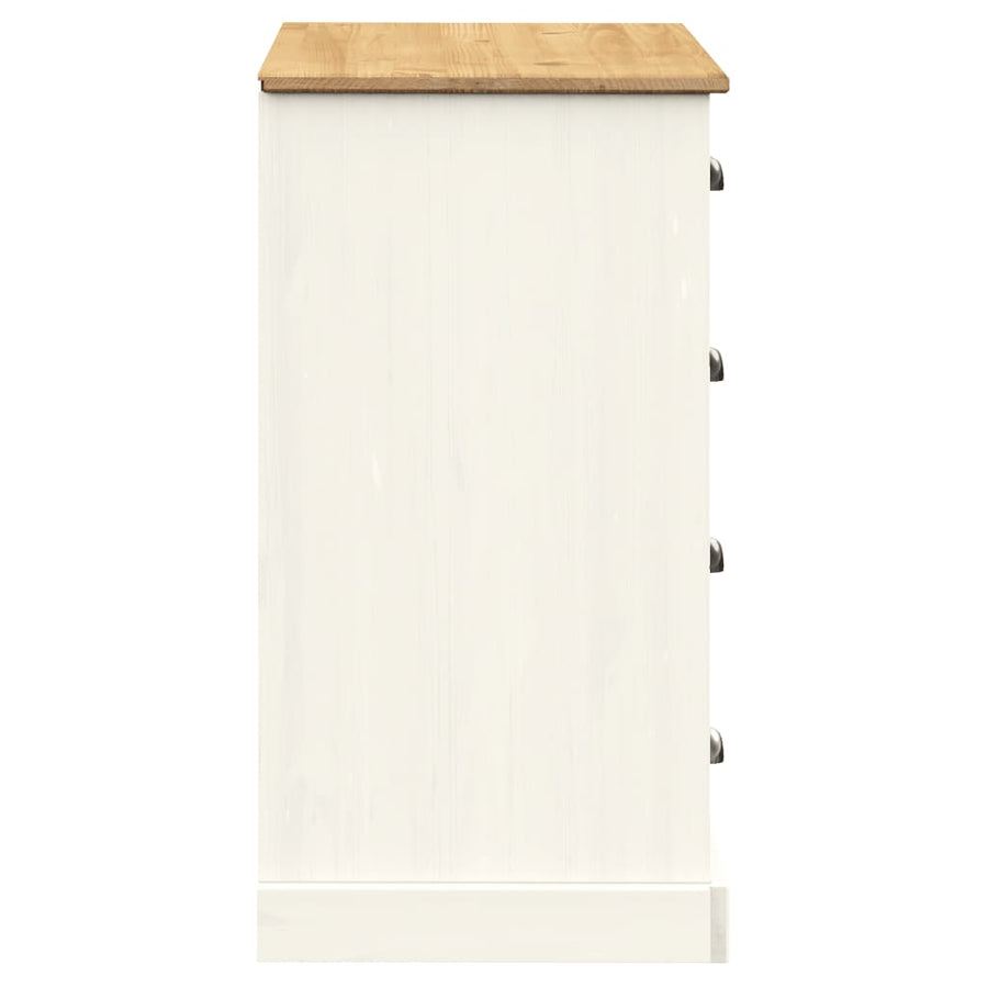 Dressoir Met Lades Vigo 113X40X75 Cm Massief Grenenhout Wit