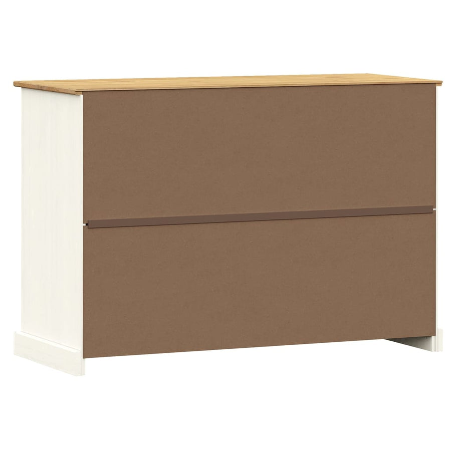 Dressoir Met Lades Vigo 113X40X75 Cm Massief Grenenhout Wit