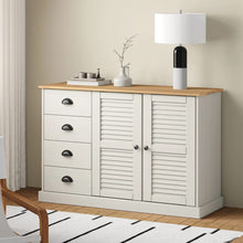Dressoir Met Lades Vigo 113X40X75 Cm Massief Grenenhout Wit