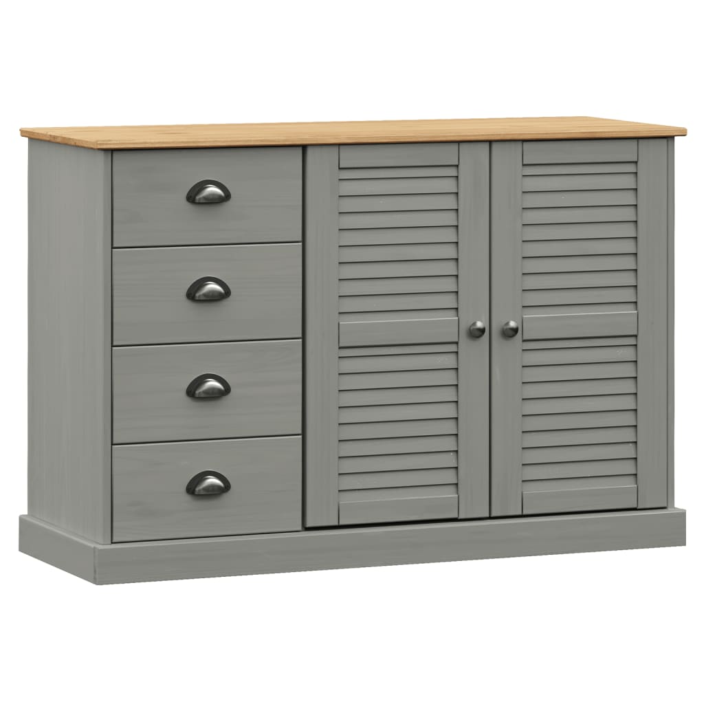 Dressoir Met Lades Vigo 113X40X75 Cm Massief Grenenhout Grijs
