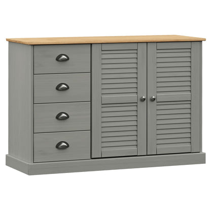 Dressoir Met Lades Vigo 113X40X75 Cm Massief Grenenhout Grijs