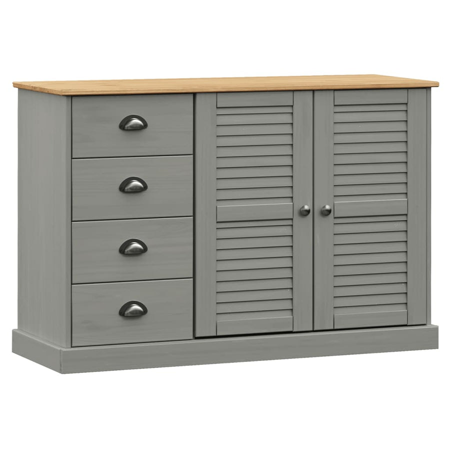 Dressoir Met Lades Vigo 113X40X75 Cm Massief Grenenhout Grijs