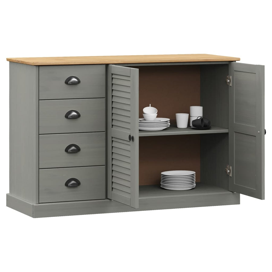 Dressoir Met Lades Vigo 113X40X75 Cm Massief Grenenhout Grijs