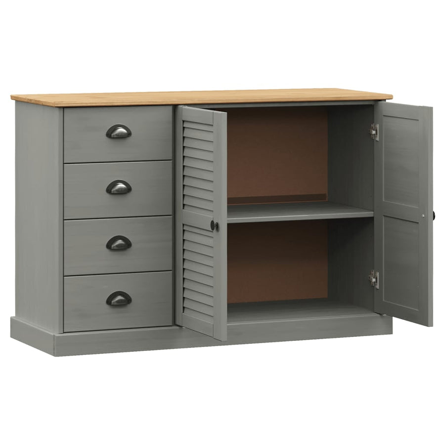 Dressoir Met Lades Vigo 113X40X75 Cm Massief Grenenhout Grijs