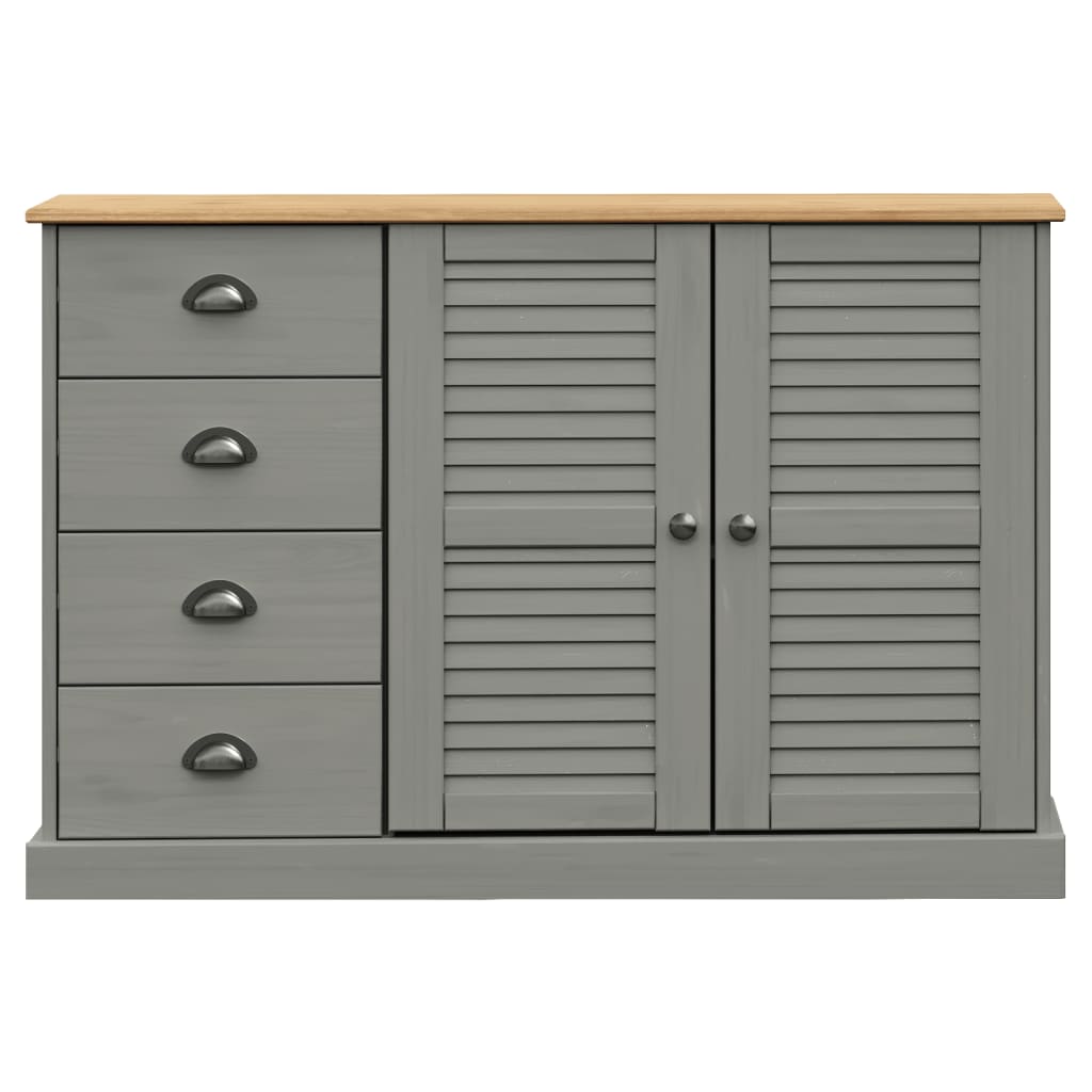 Dressoir Met Lades Vigo 113X40X75 Cm Massief Grenenhout Grijs