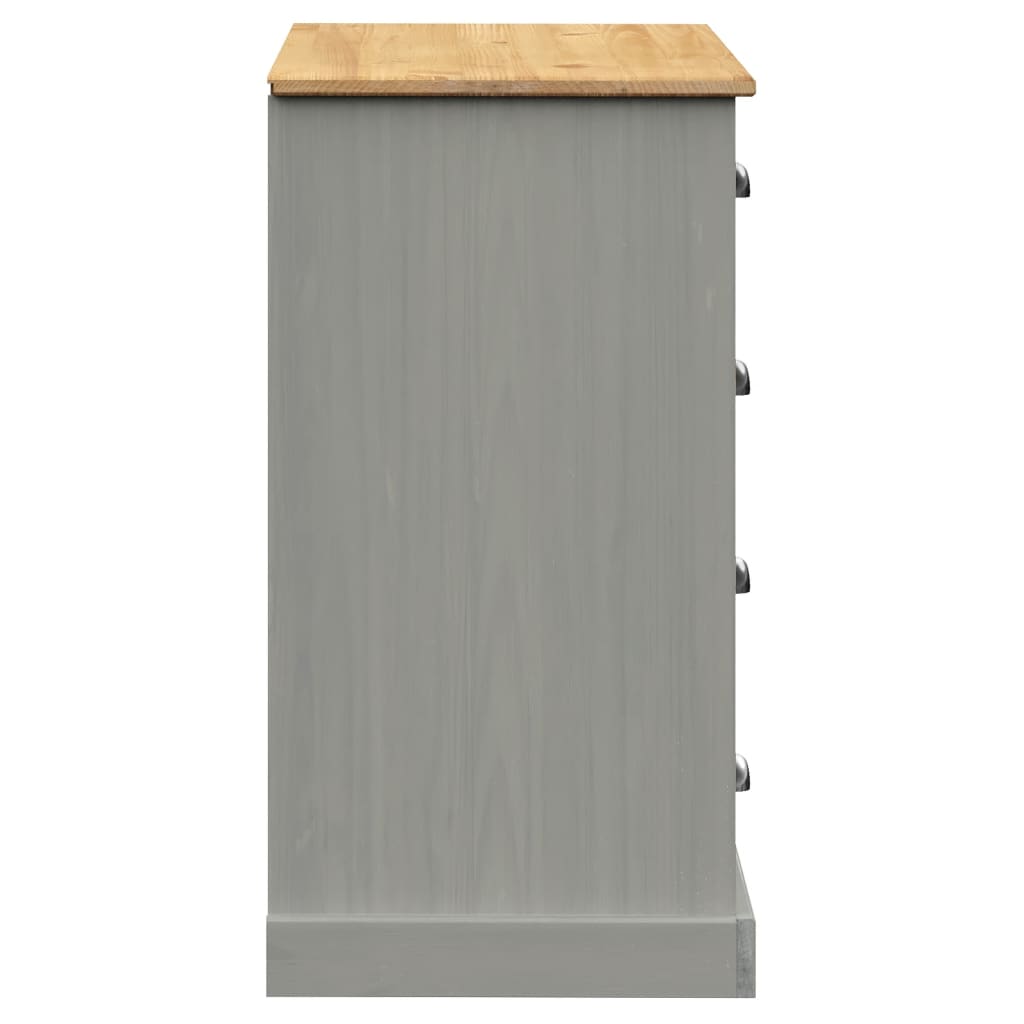Dressoir Met Lades Vigo 113X40X75 Cm Massief Grenenhout Grijs