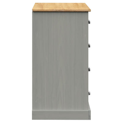 Dressoir Met Lades Vigo 113X40X75 Cm Massief Grenenhout Grijs