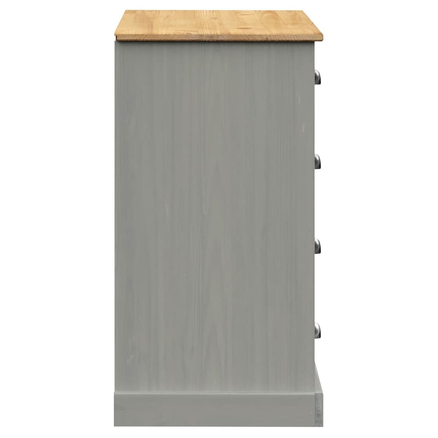 Dressoir Met Lades Vigo 113X40X75 Cm Massief Grenenhout Grijs