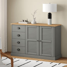 Dressoir Met Lades Vigo 113X40X75 Cm Massief Grenenhout Grijs