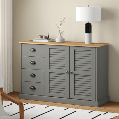 Dressoir Met Lades Vigo 113X40X75 Cm Massief Grenenhout Grijs