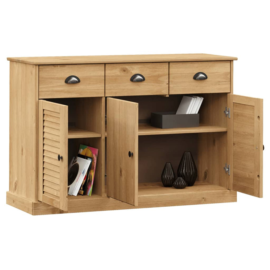 Dressoir Met Lades Vigo 113X40X75 Cm Massief Grenenhout Bruin
