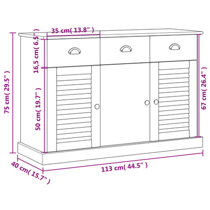 Dressoir Met Lades Vigo 113X40X75 Cm Massief Grenenhout Bruin