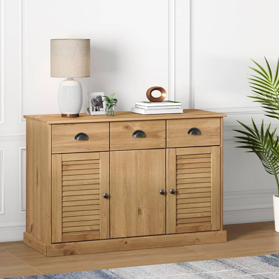 Dressoir Met Lades Vigo 113X40X75 Cm Massief Grenenhout Bruin
