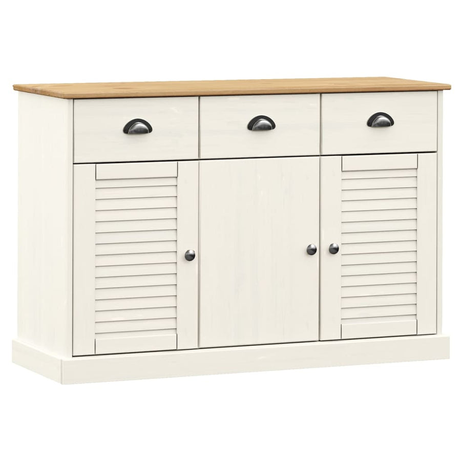 Dressoir Met Lades Vigo 113X40X75 Cm Massief Grenenhout Wit