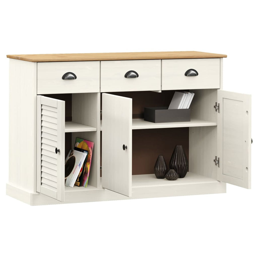 Dressoir Met Lades Vigo 113X40X75 Cm Massief Grenenhout Wit