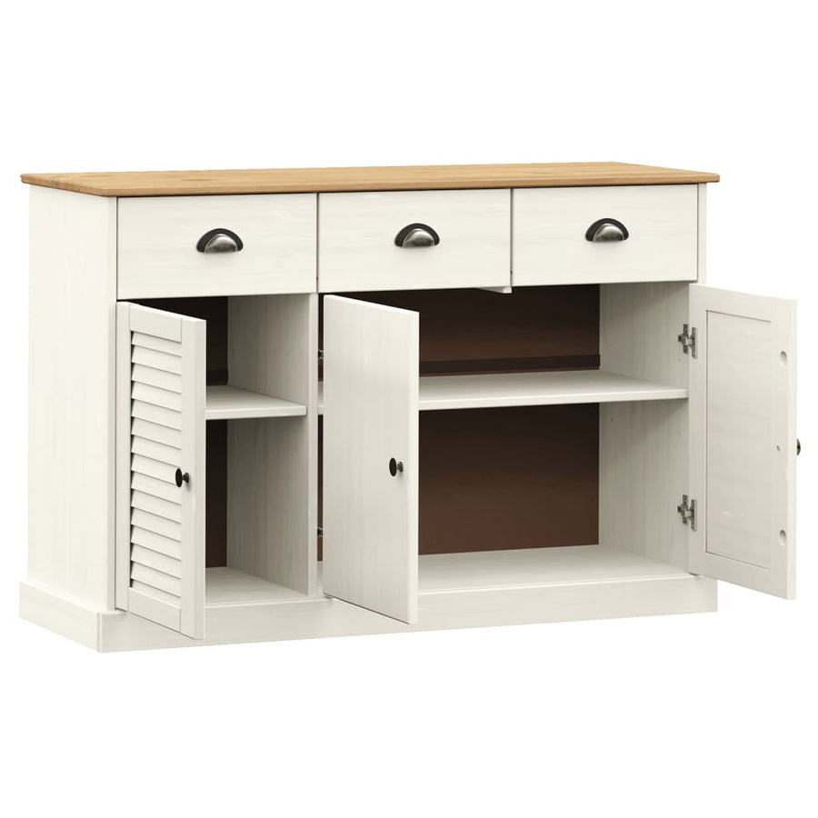Dressoir Met Lades Vigo 113X40X75 Cm Massief Grenenhout Wit