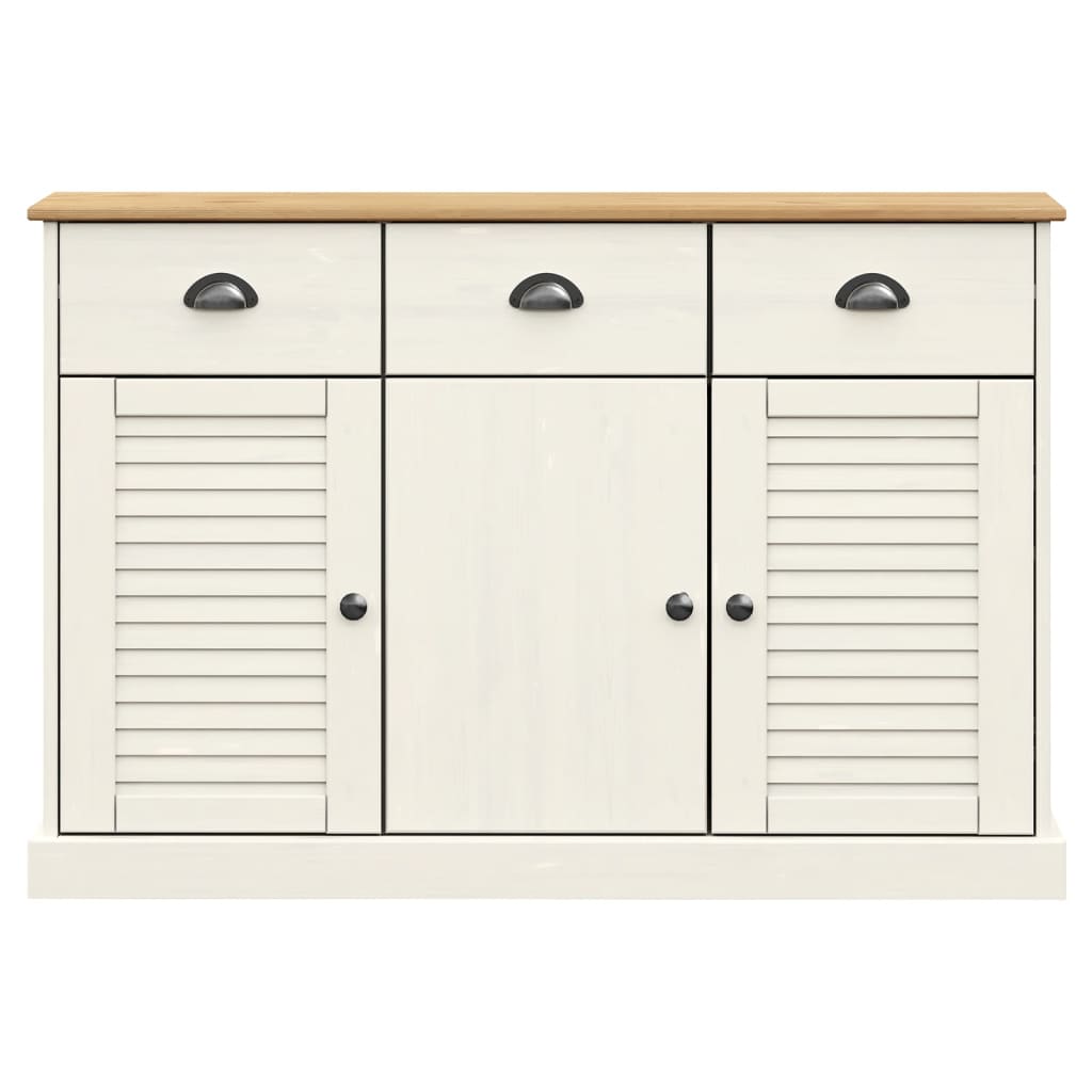 Dressoir Met Lades Vigo 113X40X75 Cm Massief Grenenhout Wit
