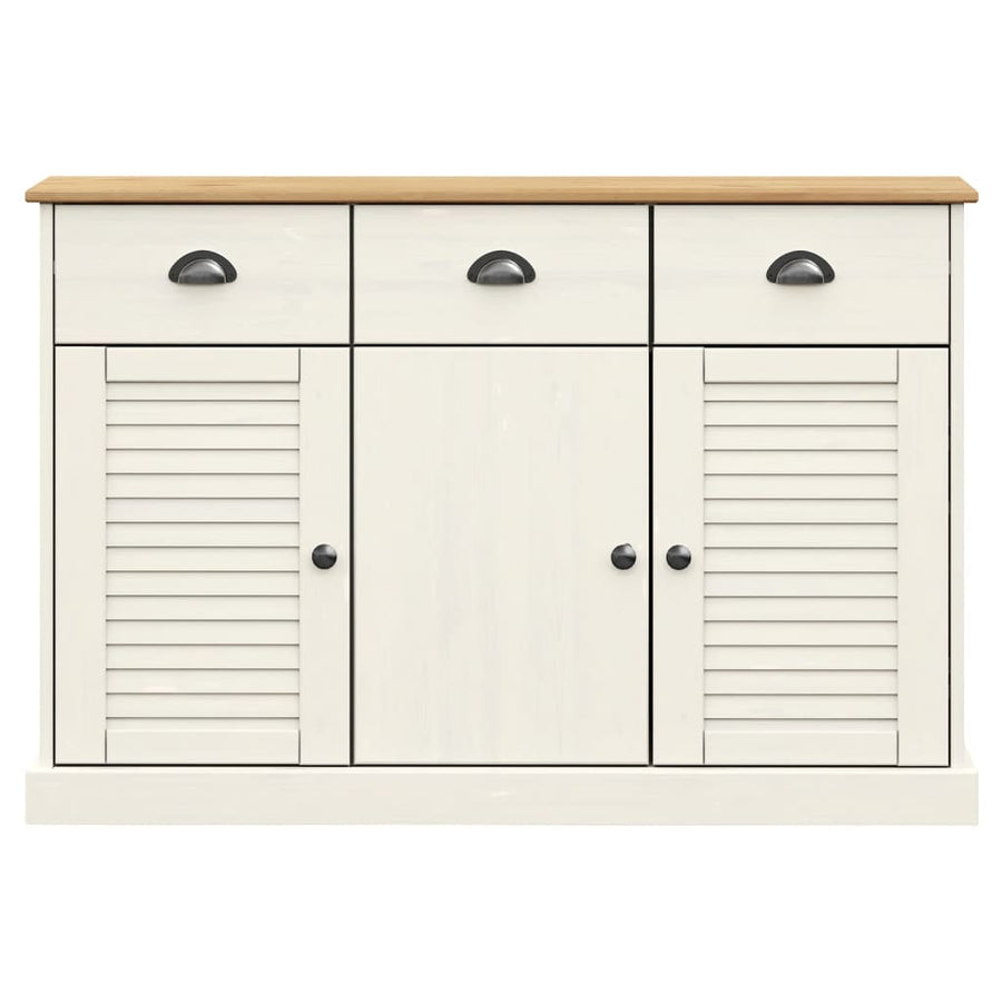 Dressoir Met Lades Vigo 113X40X75 Cm Massief Grenenhout Wit