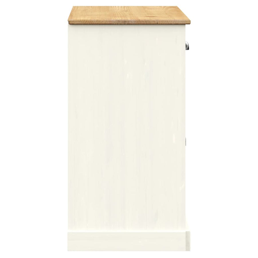 Dressoir Met Lades Vigo 113X40X75 Cm Massief Grenenhout Wit