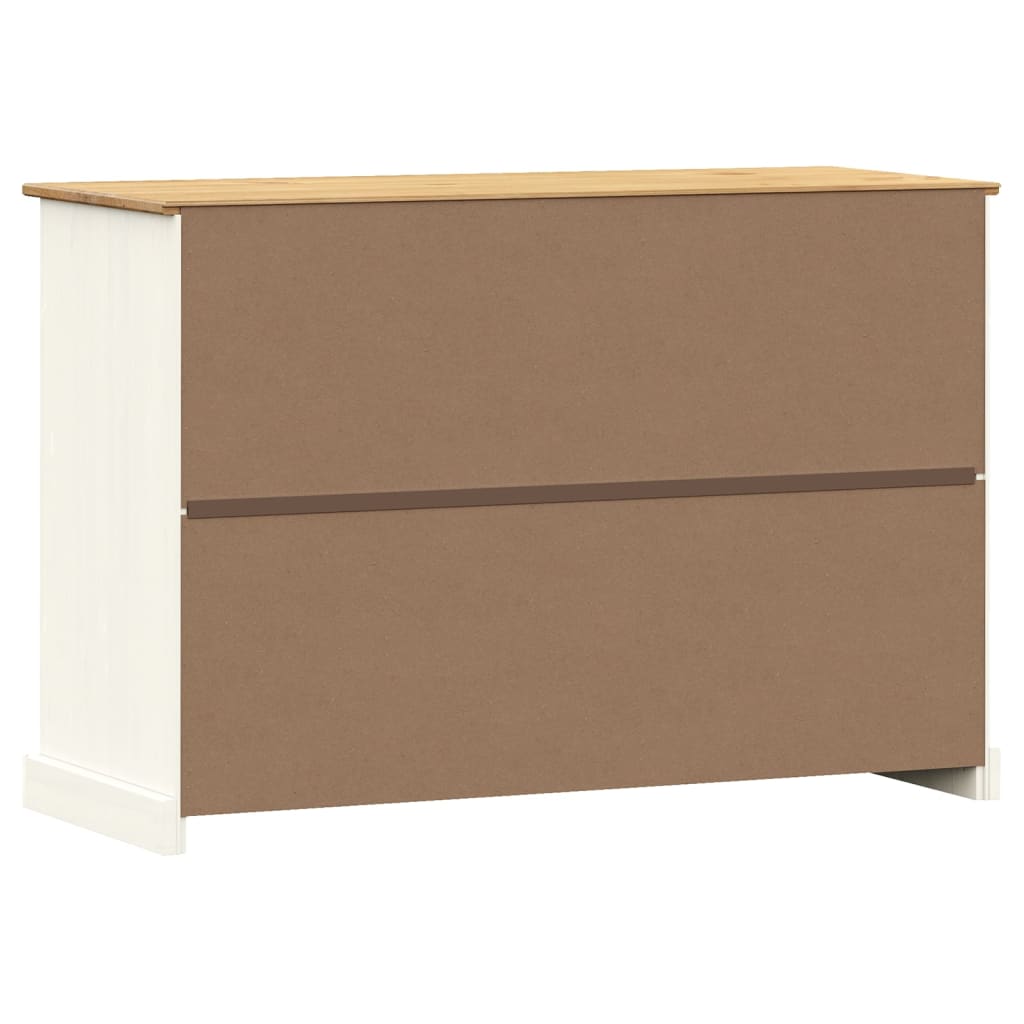 Dressoir Met Lades Vigo 113X40X75 Cm Massief Grenenhout Wit
