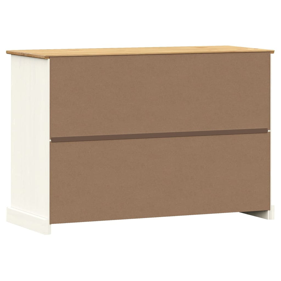 Dressoir Met Lades Vigo 113X40X75 Cm Massief Grenenhout Wit